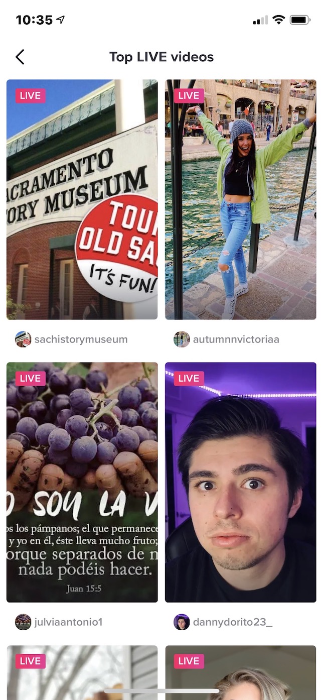 Second screenshot showing how to watch a TikTok Live.