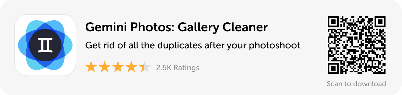 Desktop banner: Download Gemini Photos to get rid of duplicates after your photoshoot