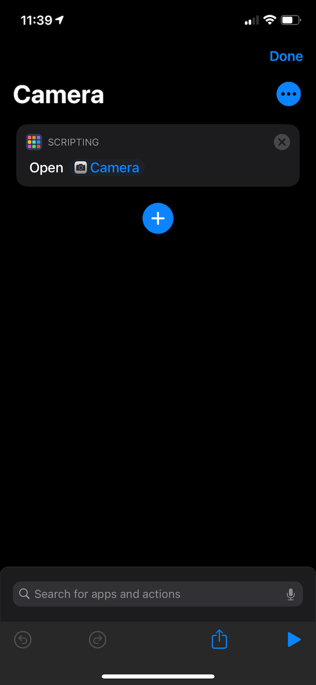 Screenshot of the Shortcuts app.