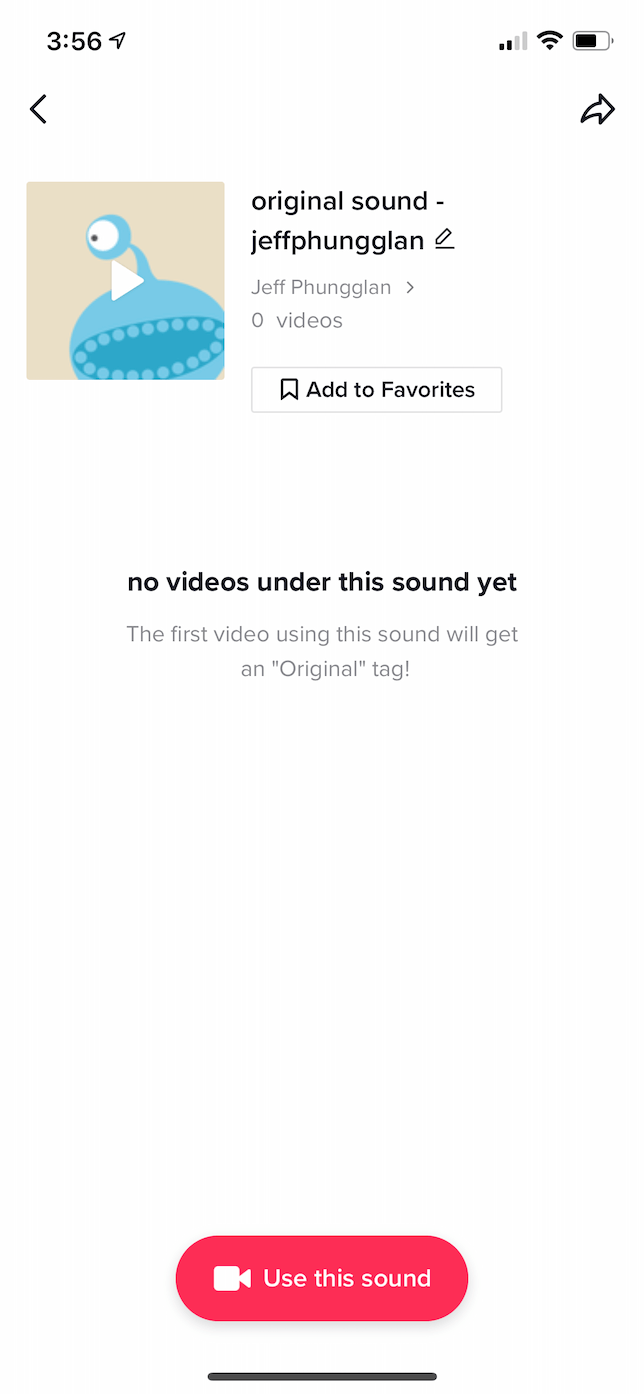 Screenshot of the Sound page of a TikTok video.