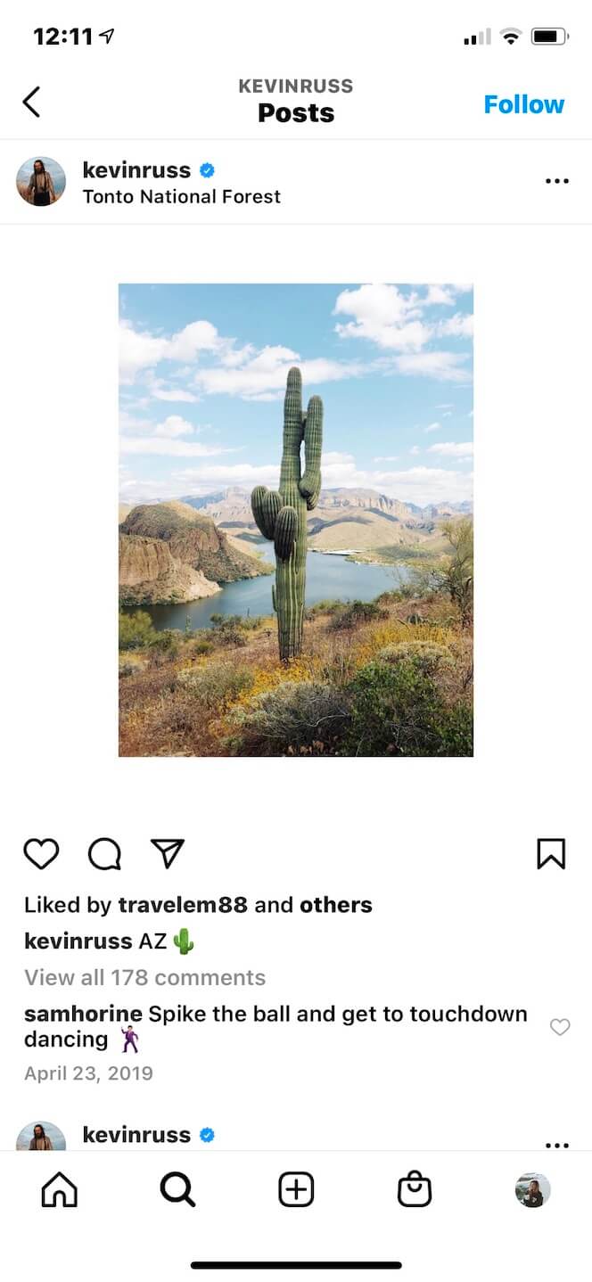 Screenshot showing @kevinruss' Instagram.
