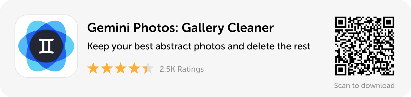 Desktop banner: Download Gemini Photos and keep just your best abstract photos