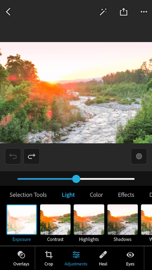 A screenshot of a sunset demonstrating how to expose an image on an iPhone.