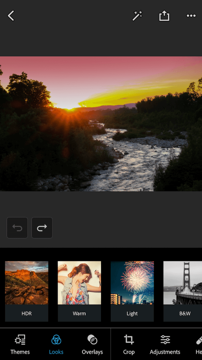 A screenshot of a sunset demonstrating how to fix an underexposed image using an HDR filter.