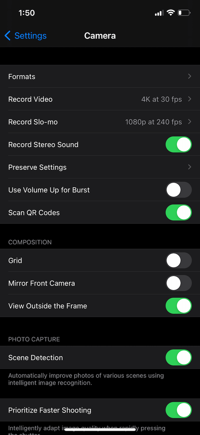 best settings for camera iphone 12 pro max