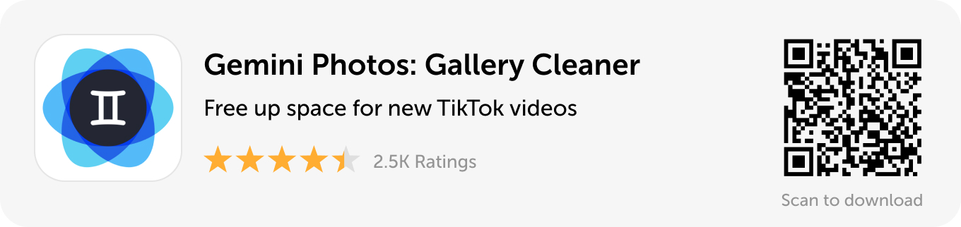 Desktop banner: Download Gemini Photos and free up space for new TikTok videos