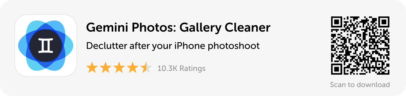 Desktop banner: Download Gemini Photos to declutter after your photoshoot