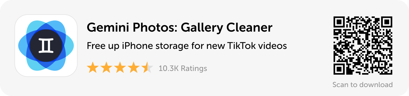 Desktop banner: Download Gemini Photos and free up storage for new TikTok videos
