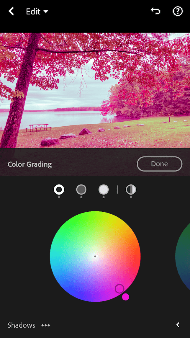 A second screenshot showing the infrared setting in Lightroom.