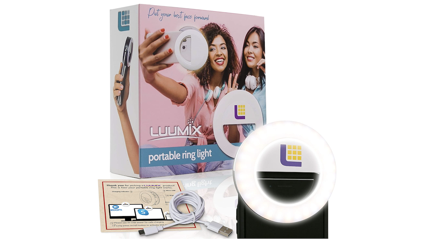 A screenshot of a clip on selfie light for iPhone plus accessories.