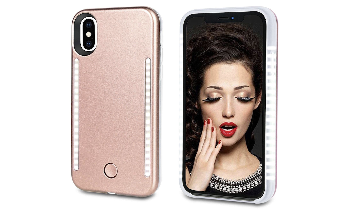 A selfie ring light case for iPhone X.