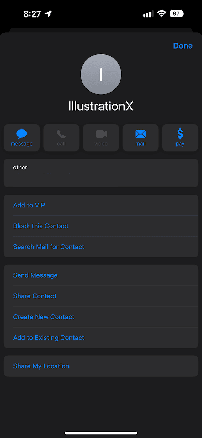 contact info on iPhone
