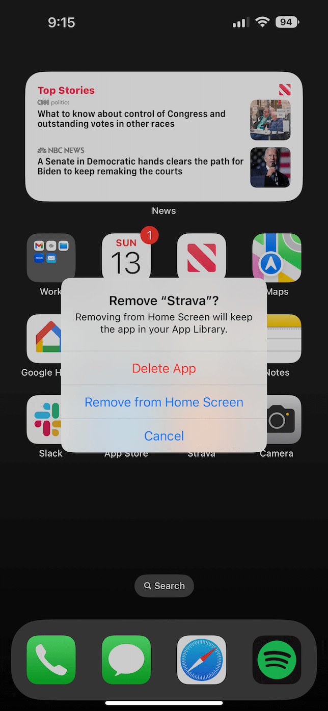 how to remove app from home screen on iPhone