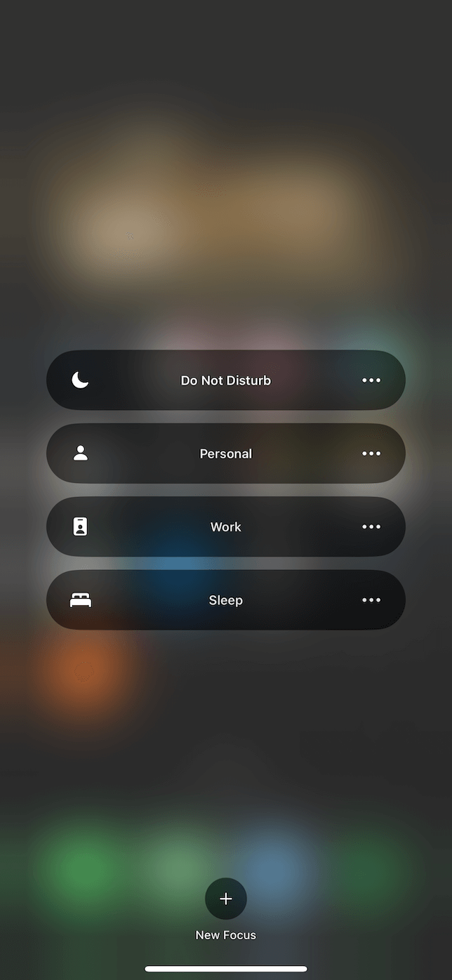 focus settings on iOS