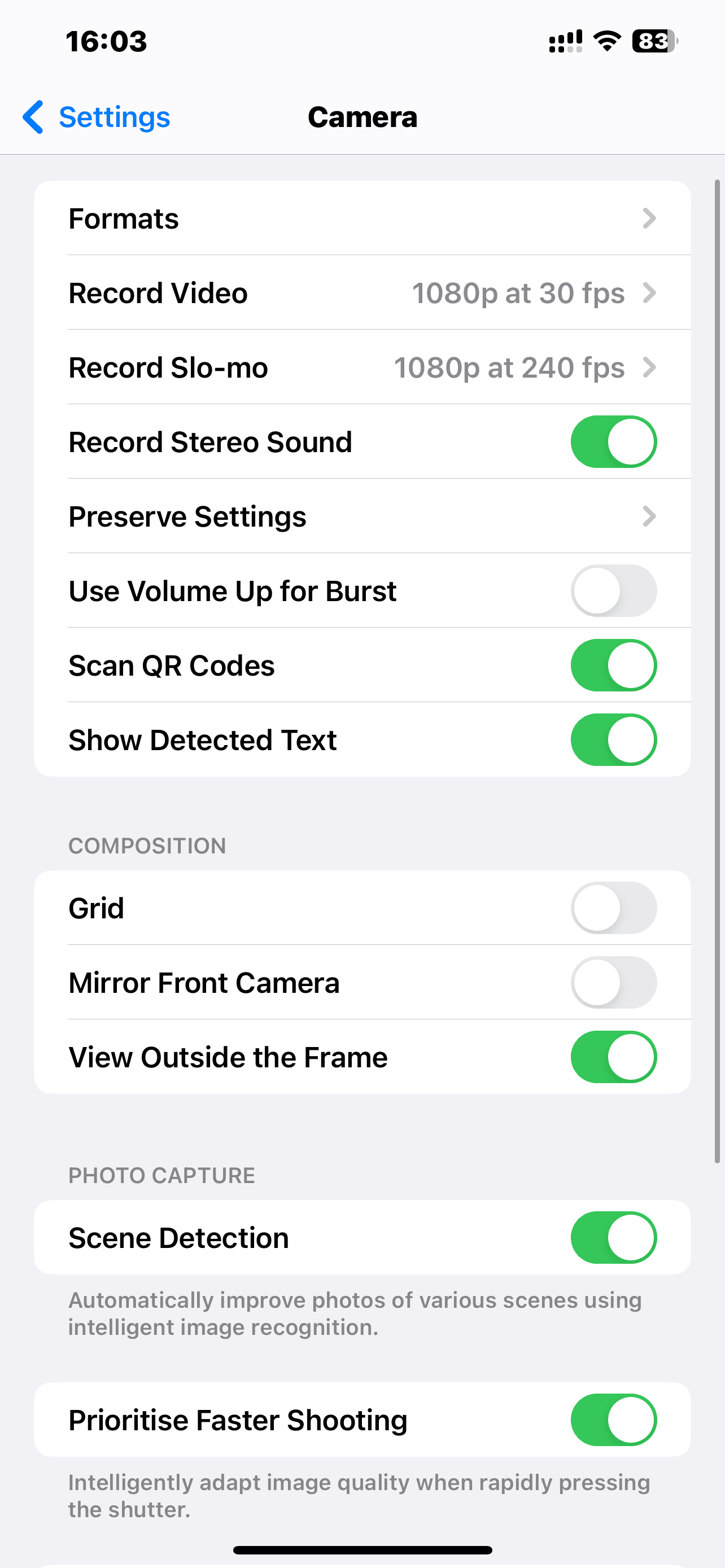 iPhone Settings