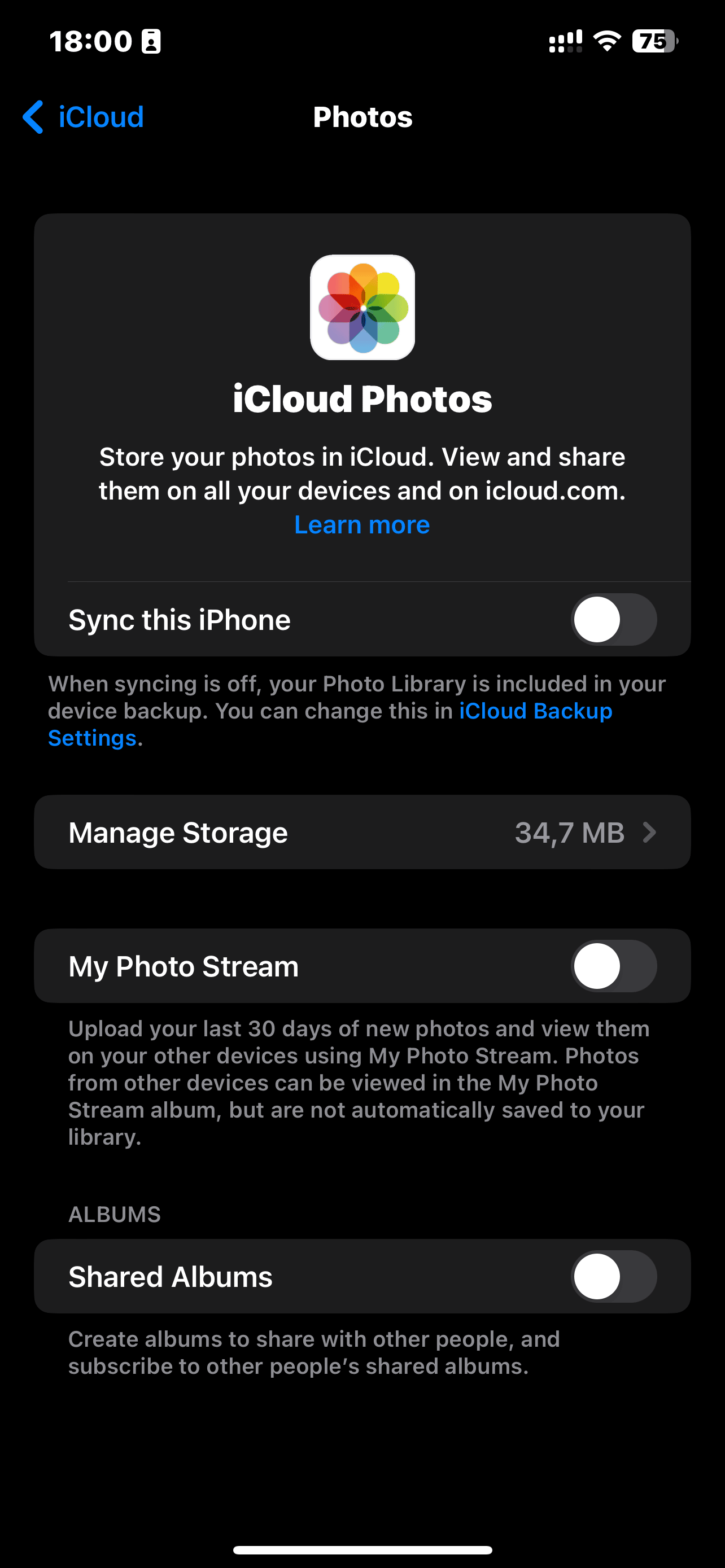 Réglages iCloud