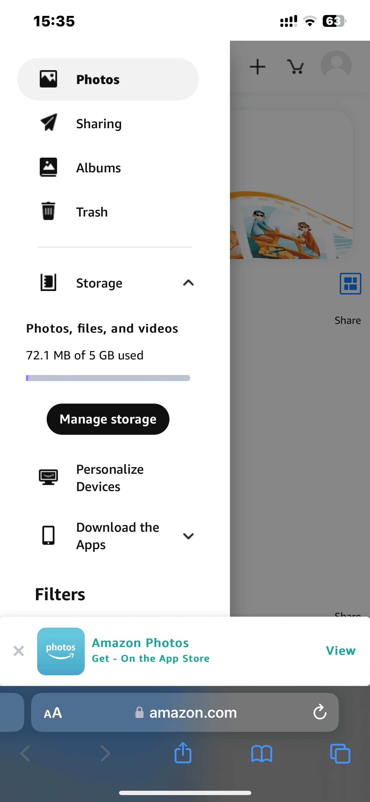 how to manage Amazon Photos storage