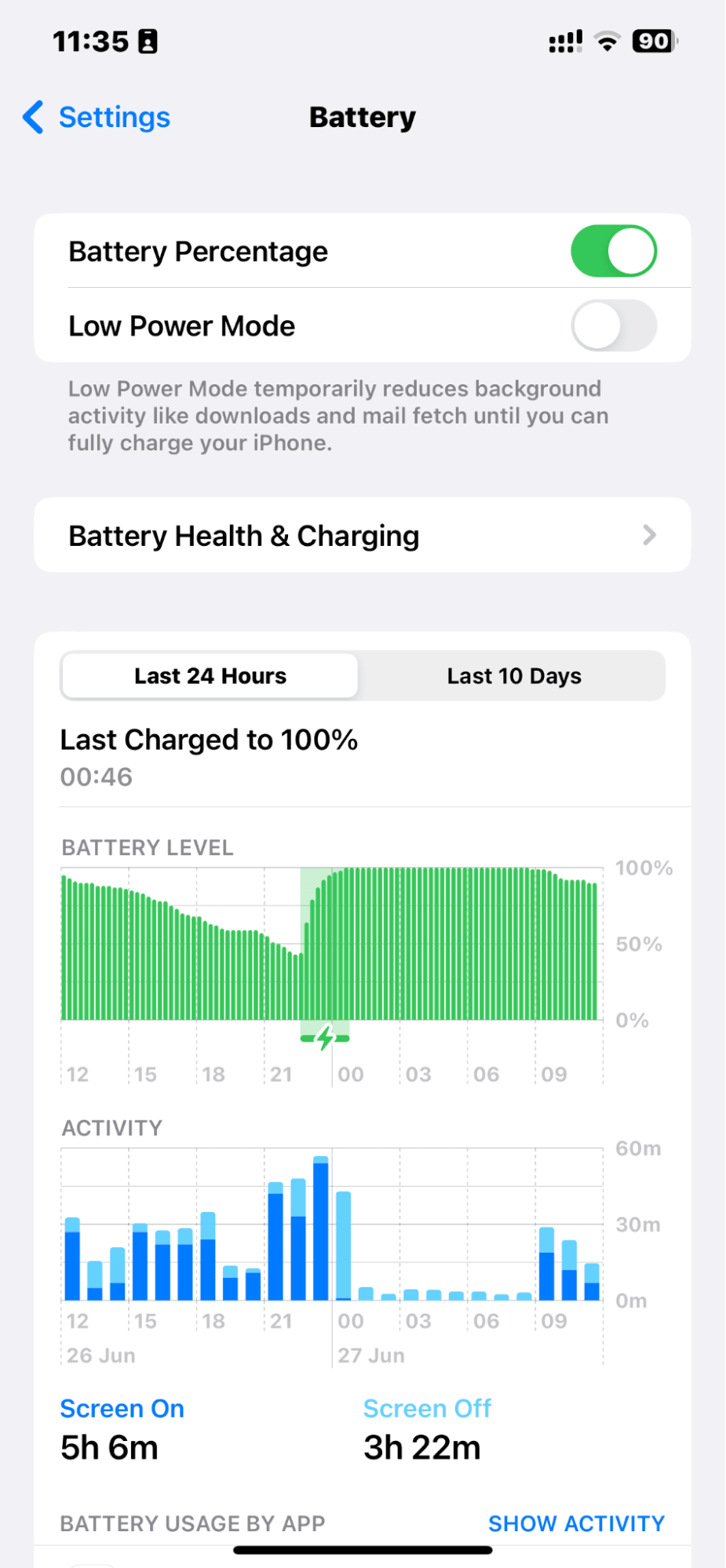 Battery on iPhone