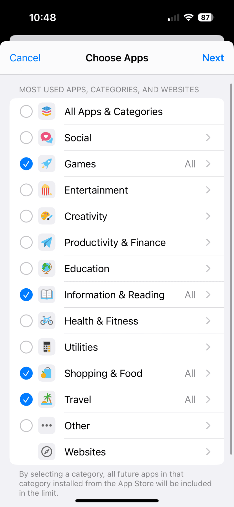 choosing apps on iPhone