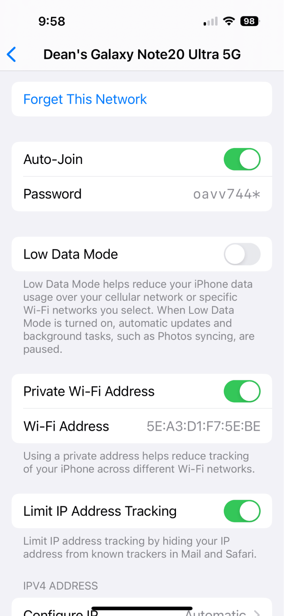 Known Wifi network with password