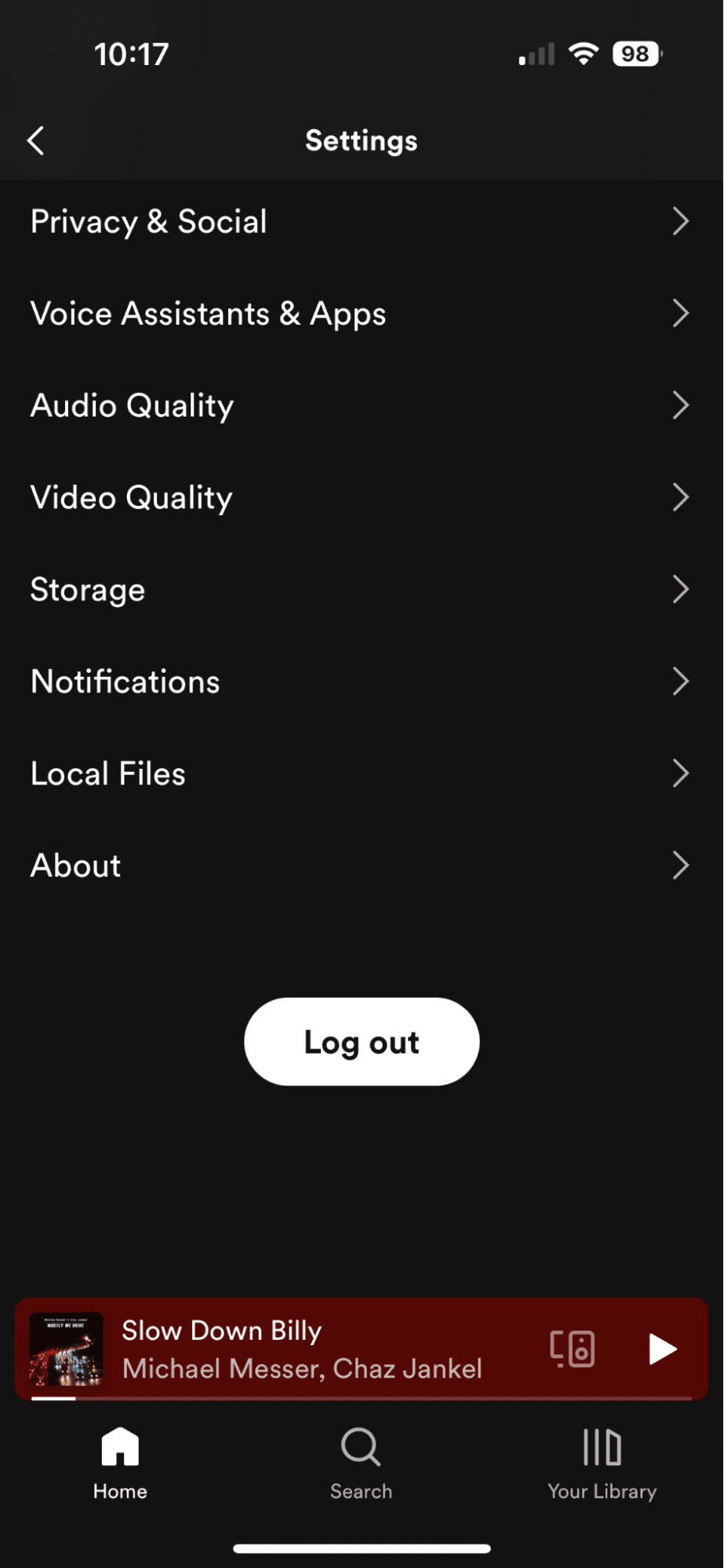 Spotify setting on iPhone