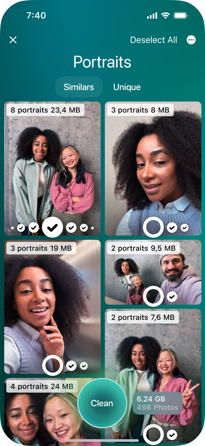 Organize module – Portraits tab