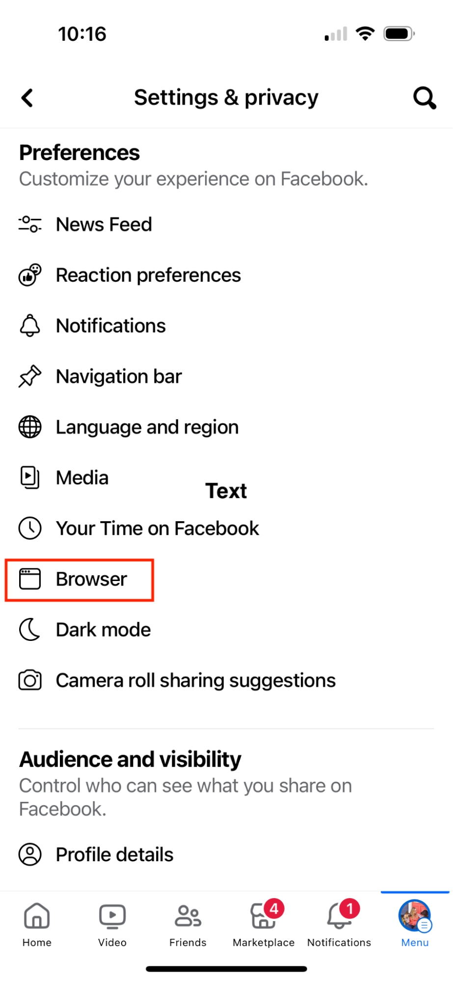 clear your browsing data within the Facebook app