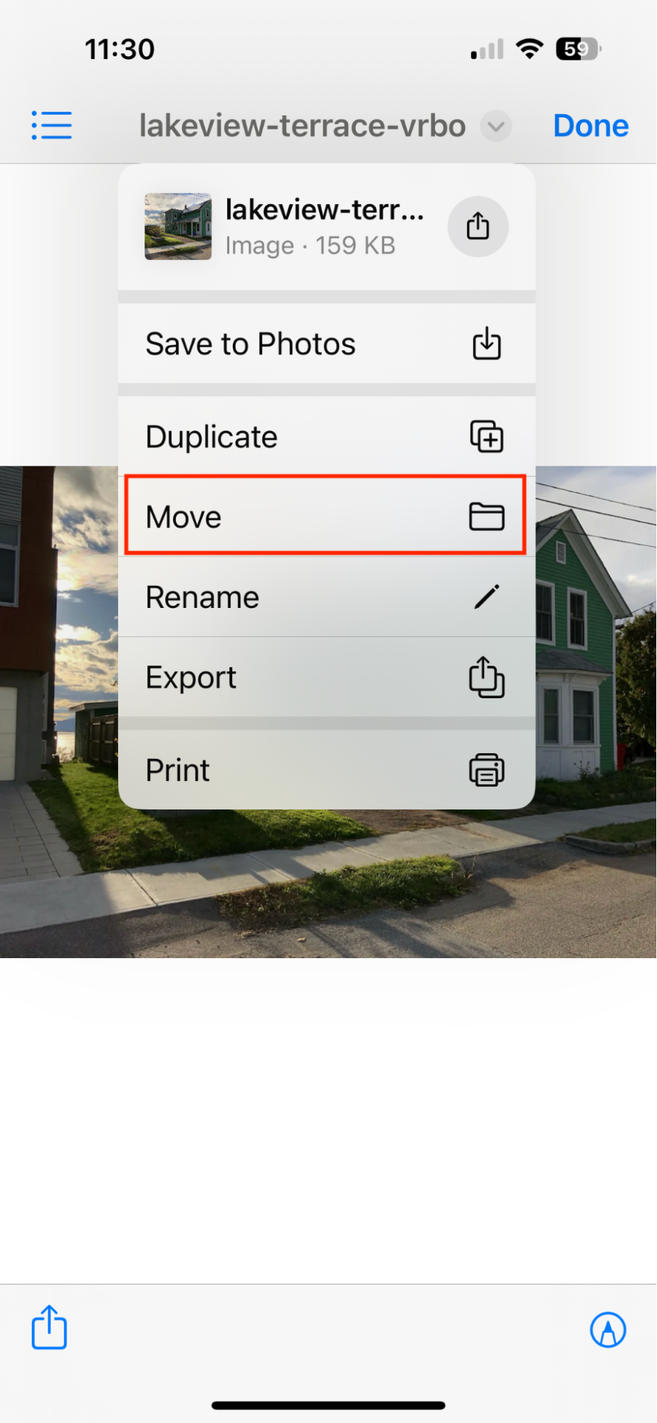 Move files to your new folder on iPhone