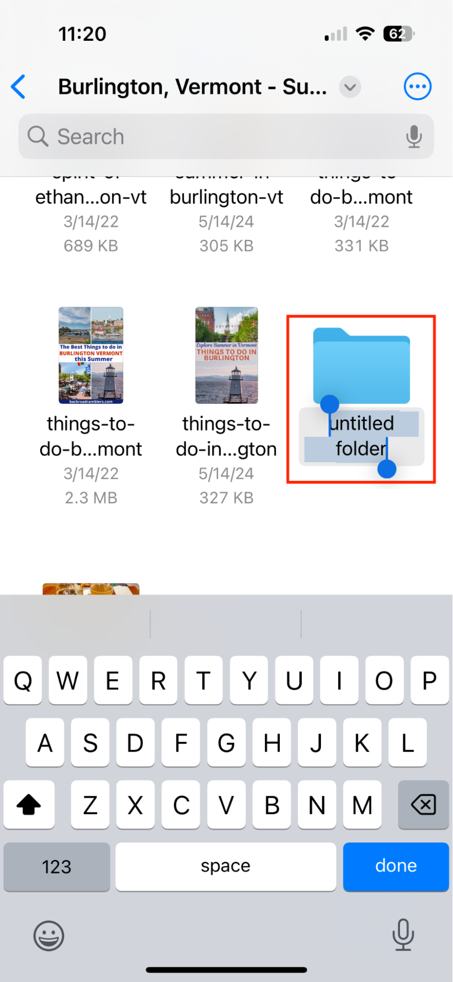 Create a folder on iPhone in Files